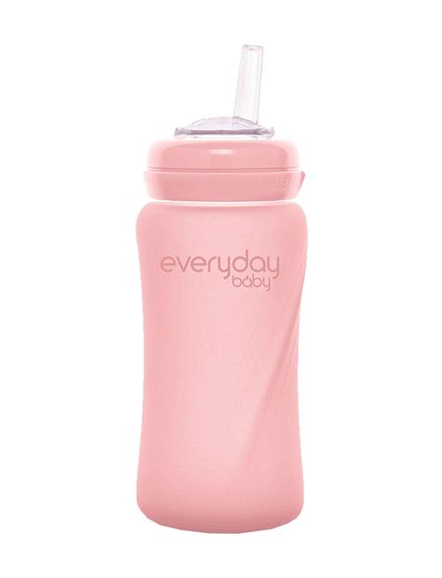 Glass Straw Bottle Healthy + Rose Pink Everyday Baby Pink