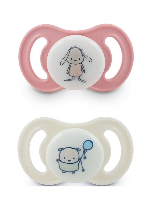 Esska Pacifier Happy Mini Glow Silic 2-Pack, 0-6 Month Pink Esska Patterned