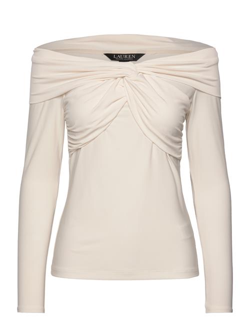 Se Lauren Ralph Lauren Jersey Off-The-Shoulder Top Lauren Ralph Lauren Cream ved Booztlet