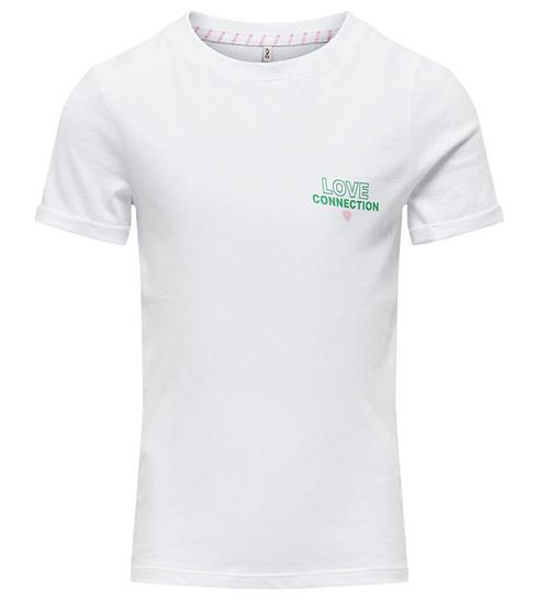 Se Kids Only T-Shirt - KogIna - Bright White/Love ved KidsWorld