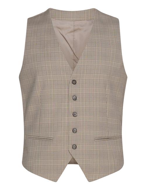 Se Lindbergh Checked Stretch Waistcoat Lindbergh Beige ved Booztlet