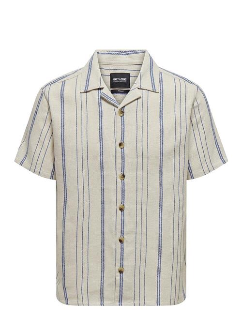 ONLY & SONS Onstrev Life Reg Ss Struc Stripe Shirt ONLY & SONS Cream