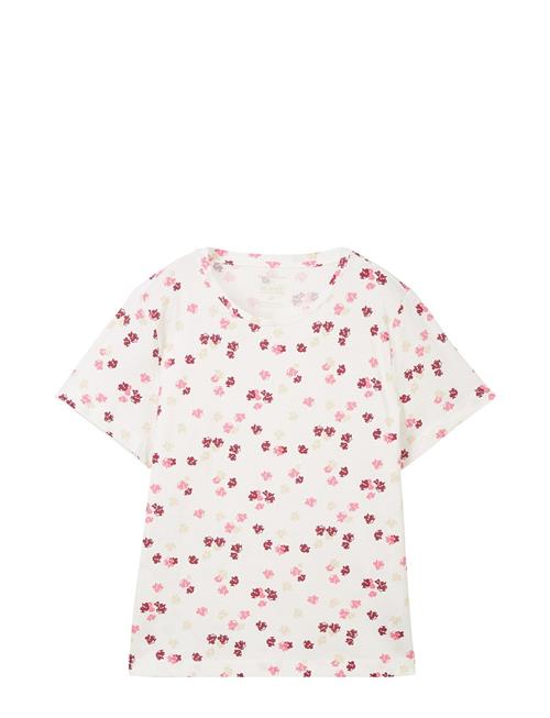 T-Shirt Crew Neck Print Tom Tailor Pink