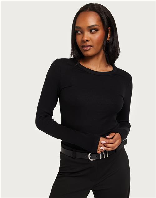 Selected Femme - Sort - Slfdianna Ls O-Neck Top Noos