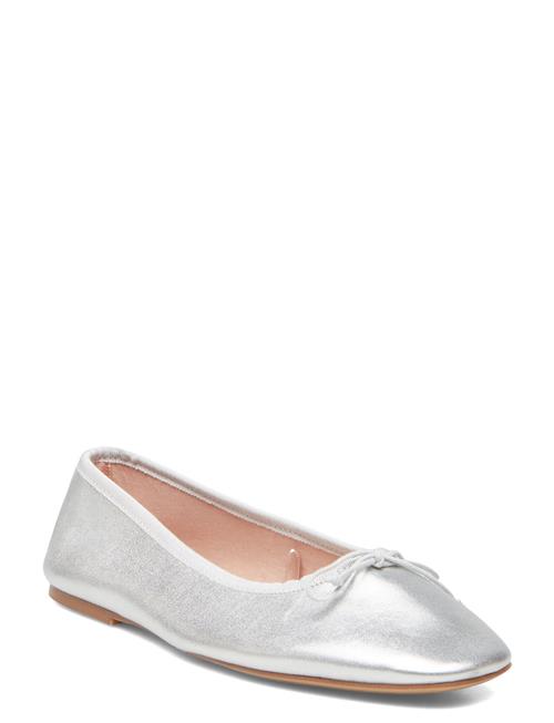 Bow Leather Ballerina Mango Silver