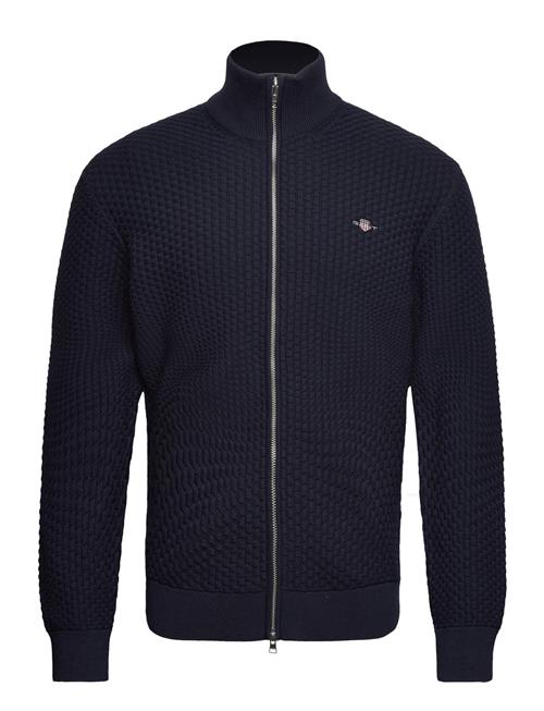 Se GANT Cotton Texture Zip Cardigan GANT Navy ved Booztlet