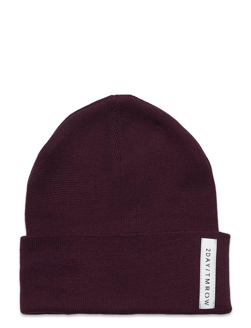 Se Lindex Knitted Beanie Basic Badge Lindex Burgundy ved Booztlet