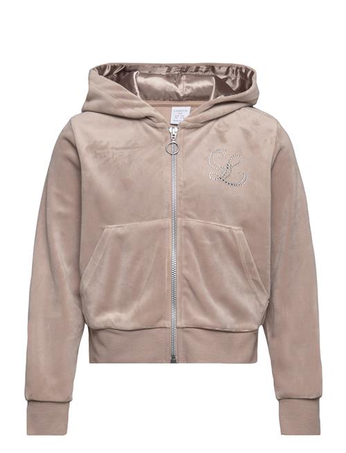 Lindex Sweater Zip Hood Velour Lindex Beige