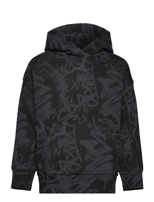 Lindex Sweatshirt Hood Aop Scribble Lindex Black