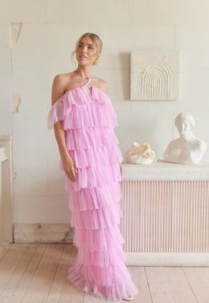 Se Andrea Norrman X Bubbleroom Andrea Tulle Maxi Dress Pink 34 ved Bubbleroom