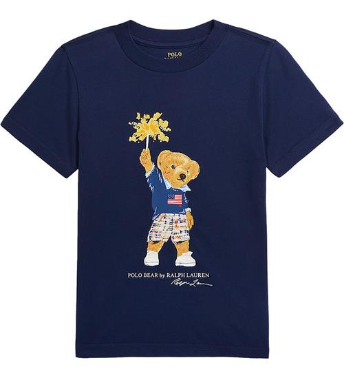 Se Polo Ralph Lauren T-shirt - Navy m. Bamse ved KidsWorld