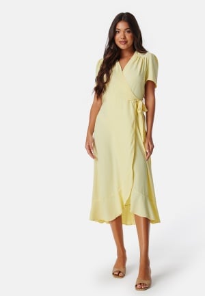 John Zack Short Sleeve Wrap Dress Lemon L (UK14)