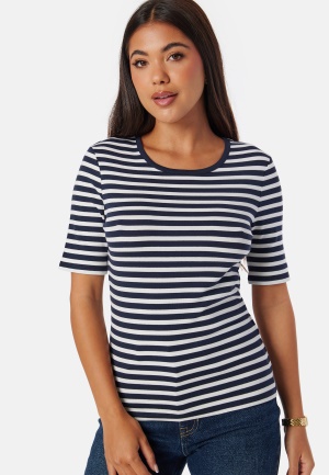 Se GANT Slim Striped Ribb T-Shirt Evening Blue S ved Bubbleroom