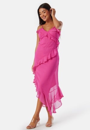 Se ONLY Onlasta life strap frill ankel dress Fuchsia Purple XL ved Bubbleroom