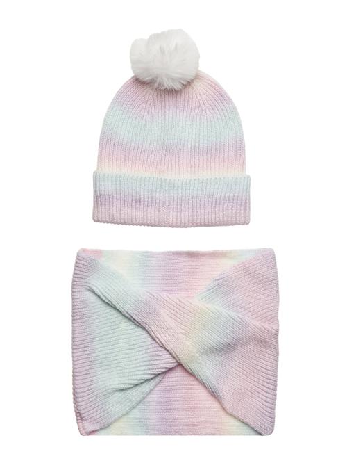 Lindex Knitted Rainbow Set Beanie Sca Lindex Patterned