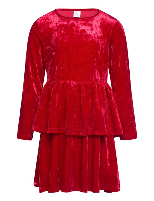 Lindex Dress Peplum Crushed Velvet Lindex Red