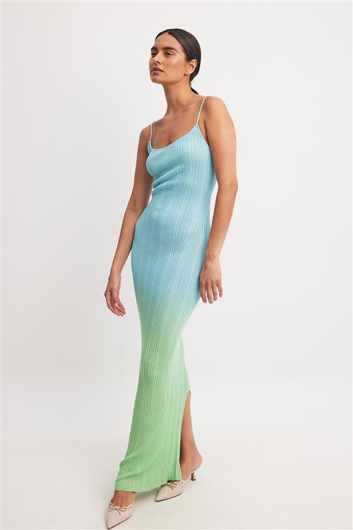 NA-KD Ombre maxi strikkjole - Multicolor