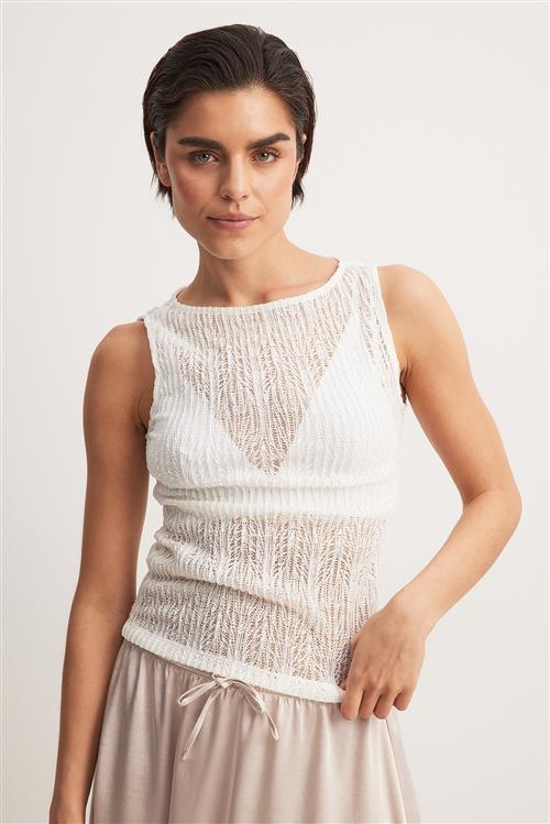 NA-KD Crochet Top - Offwhite