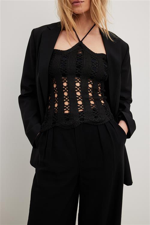 NA-KD Trend Striktop med halterneck - Black