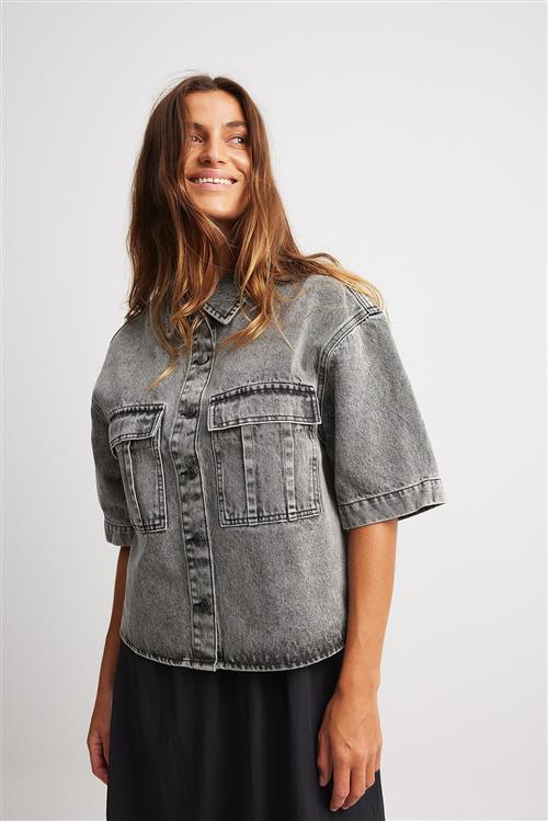 NA-KD Rummelig skjorte i denim - Grey