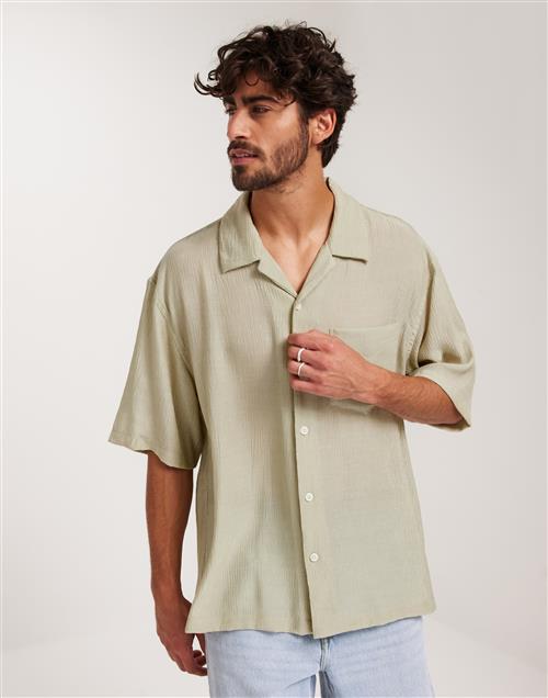 Gant Rel Texture Camp Collar Shirt Kortærmede skjorter Silky Beige