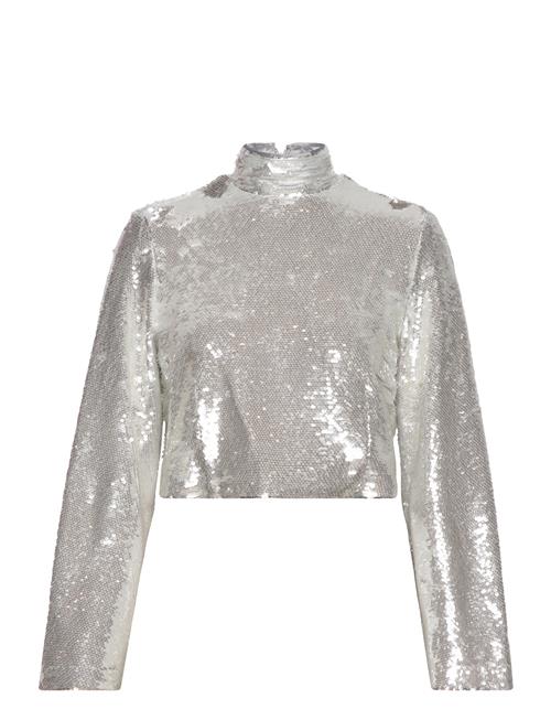 Se Malina Aella Wide Sleeve Sequin Top Malina Silver ved Booztlet