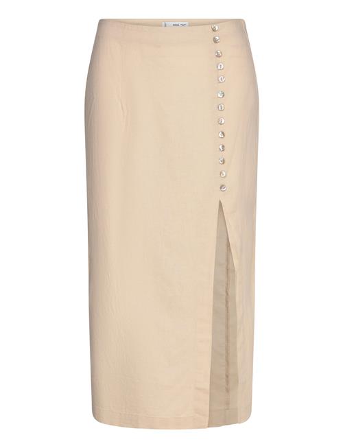 Mango Linen Skirt With Slit Mango Beige