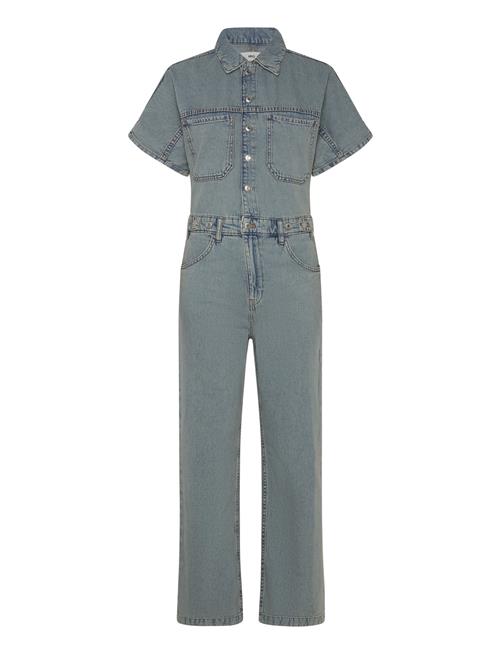 Denim Jumpsuit With Multi-Position Buttons Mango Blue