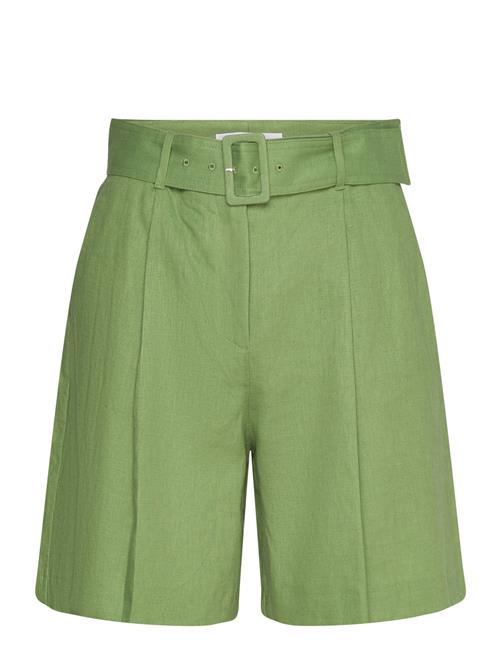 Belt Linen-Blend Bermuda Shorts Mango Green