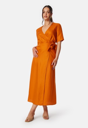 Se SELECTED FEMME Slfallesandra Ankle Wrap Dress Orange red 34 ved Bubbleroom