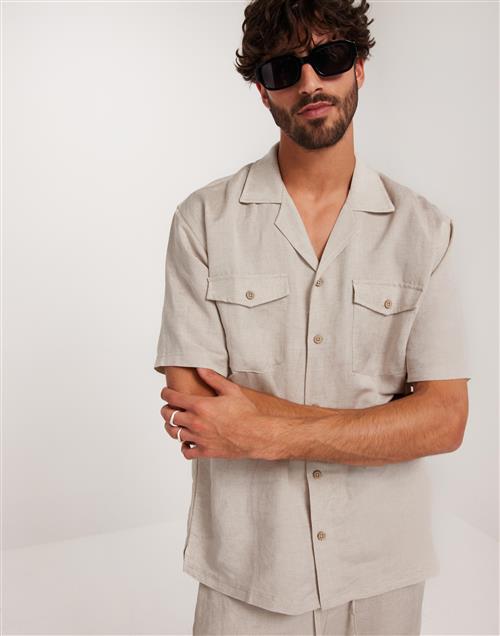 Brand Island Lorento Linen Shirt Hørskjorter Beige