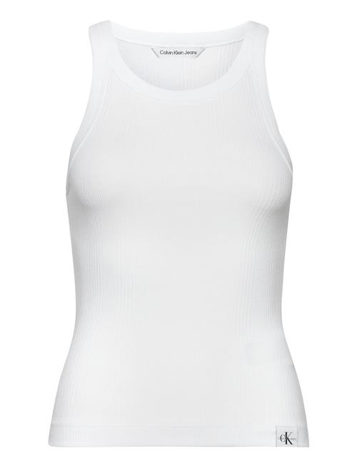 Calvin Klein Jeans Variegated Rib Woven Tab Tank Calvin Klein Jeans White