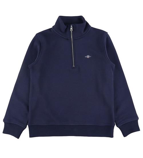 Se GANT Sweatshirt - Shield Half Zip - Evening Blue ved KidsWorld