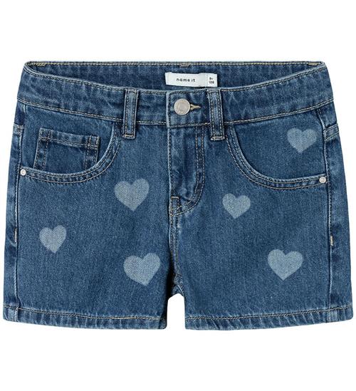 Name It Name It Shorts - NkfRose - Denim Blue m. Hjerter