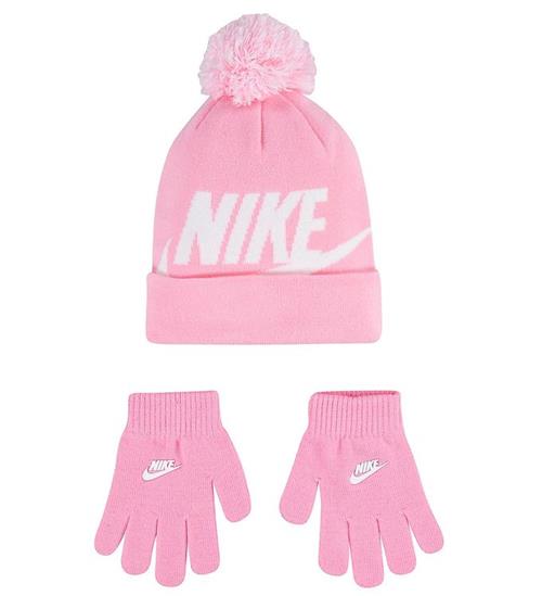 Nike Hue/Handsker - Strik - Rosa m. Hvid