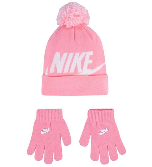 Se Nike Hue/Handsker - Strik - Swoosh - Pink ved KidsWorld