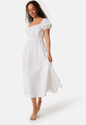 Se BUBBLEROOM Puff Sleeve Cotton Dress White M ved Bubbleroom