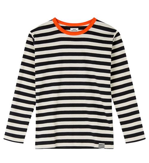 Se Mads NÃ¸rgaard Mads NÃ¸rgaars Bluse - Midi Rib Tobino - Ecru/Black/Orange ved KidsWorld