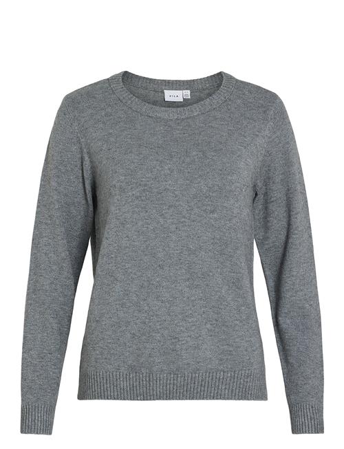 Se Vila Viril O-Neck L/S Knit Top - Noos Vila Grey ved Booztlet