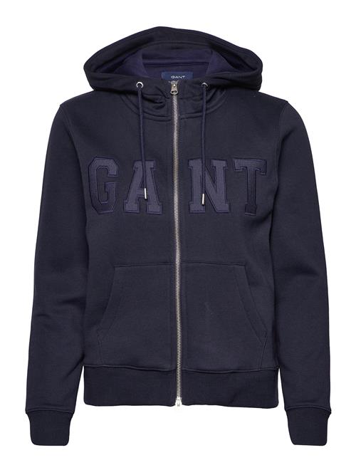 Se GANT D2. Gant Logo Zip Hoodie GANT Navy ved Booztlet