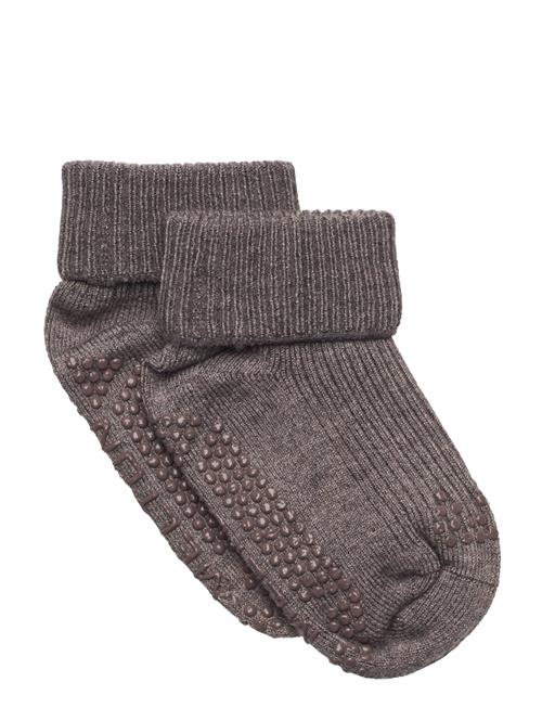 Melton Wool Socks - Anti-Slip Melton Brown