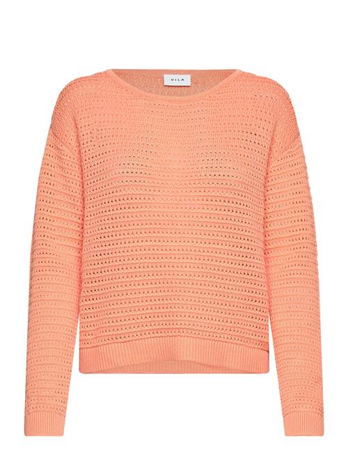 Vibellisina Boatneck L/S Knit Top - Noos Vila Coral