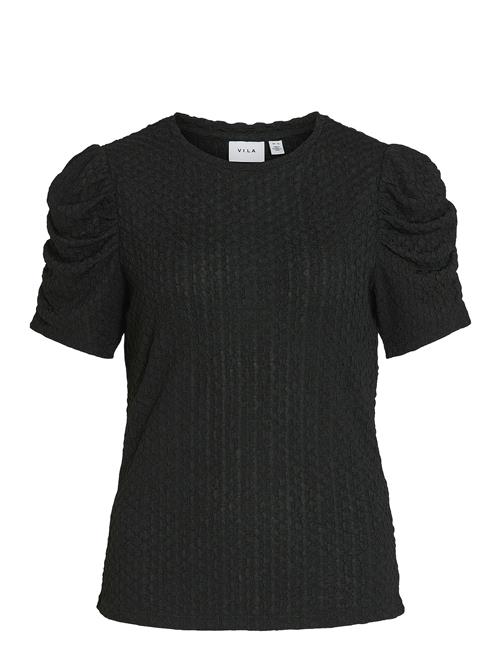 Se Vila Vianine S/S Puff Sleeve Top - Noos Vila Black ved Booztlet