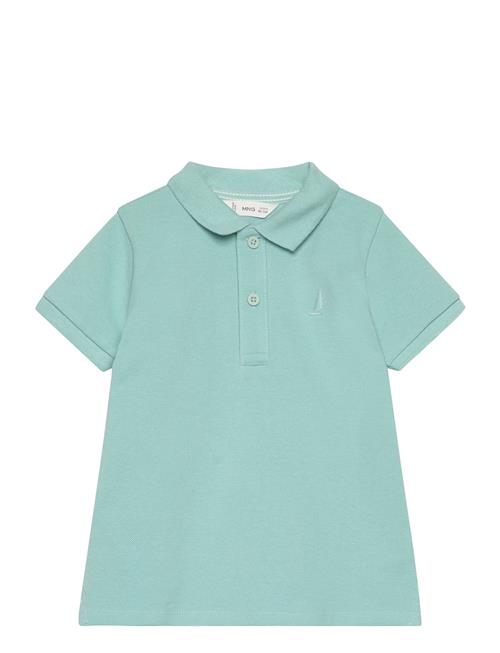 Mango Textured Cotton Polo Shirt Mango Blue