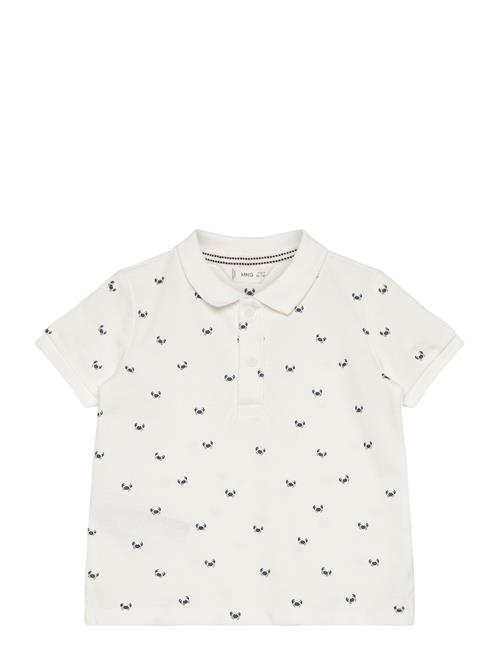 Se Mango Printed Cotton Polo Shirt Mango White ved Booztlet