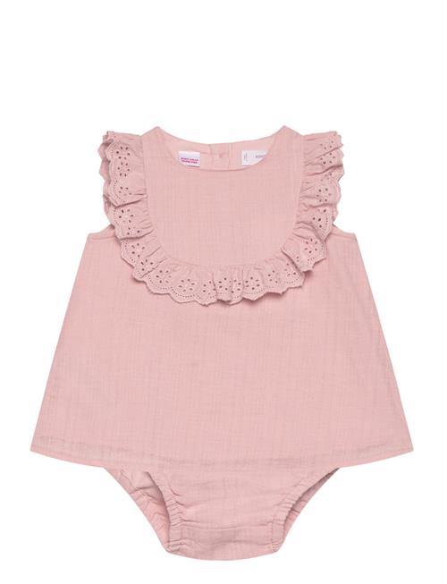 Mango Ruffled Cotton Dress And Nappy Cover Mango Pink