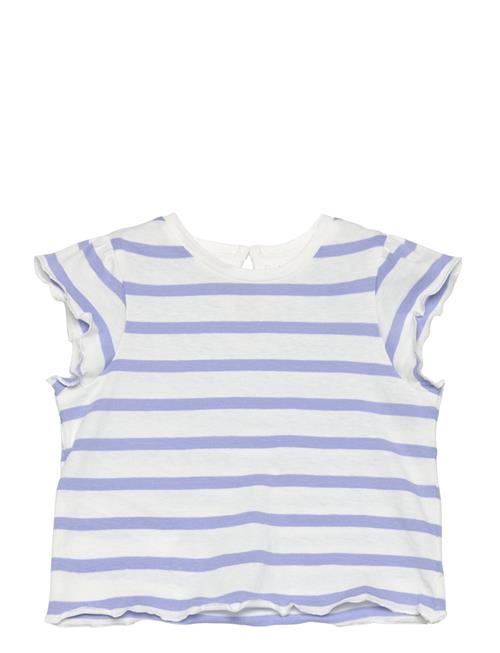 Se Mango Ruffled Striped T-Shirt Mango Blue ved Booztlet