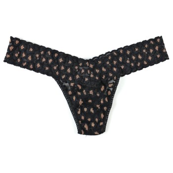 Hanky Panky Trusser 3P Cross Dyed Leopard Low Rise Thong Sort mønstret nylon One Size Dame