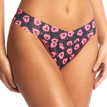 Hanky Panky Trusser 2P Printed Original Rise Thong Sort/Rosa nylon One Size Dame