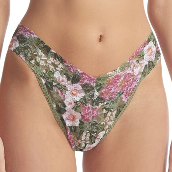 Hanky Panky Trusser 2P Printed Original Rise Thong Grøn m. blomst nylon One Size Dame